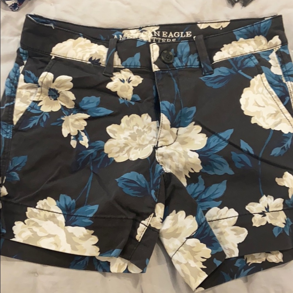 Black flowered shorts